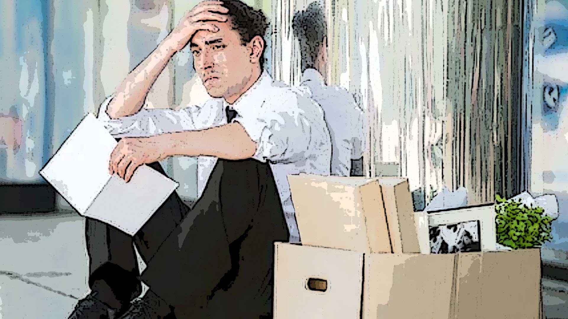 cartoon image of fired man from the novel 'The Headhunter'