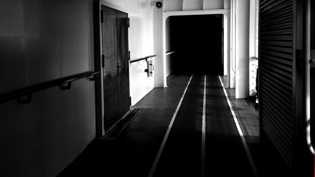 Image of a dark hallway from Lewis Faulkner's novel 'Novel Noir.'