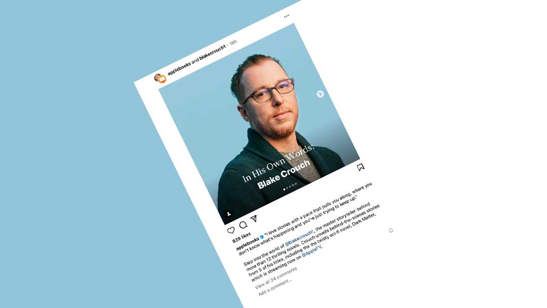 Photo of Blake Crouch on Instagram promoting the TV series 'Dark Matter.'