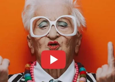 Image of old woman flipping the bird.