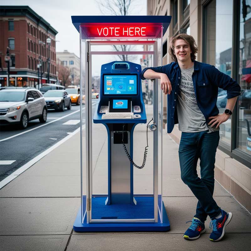 mage of Thomas Bridger and his Internet Voting Machine from Lewis Faulkner's novel “Radical.”