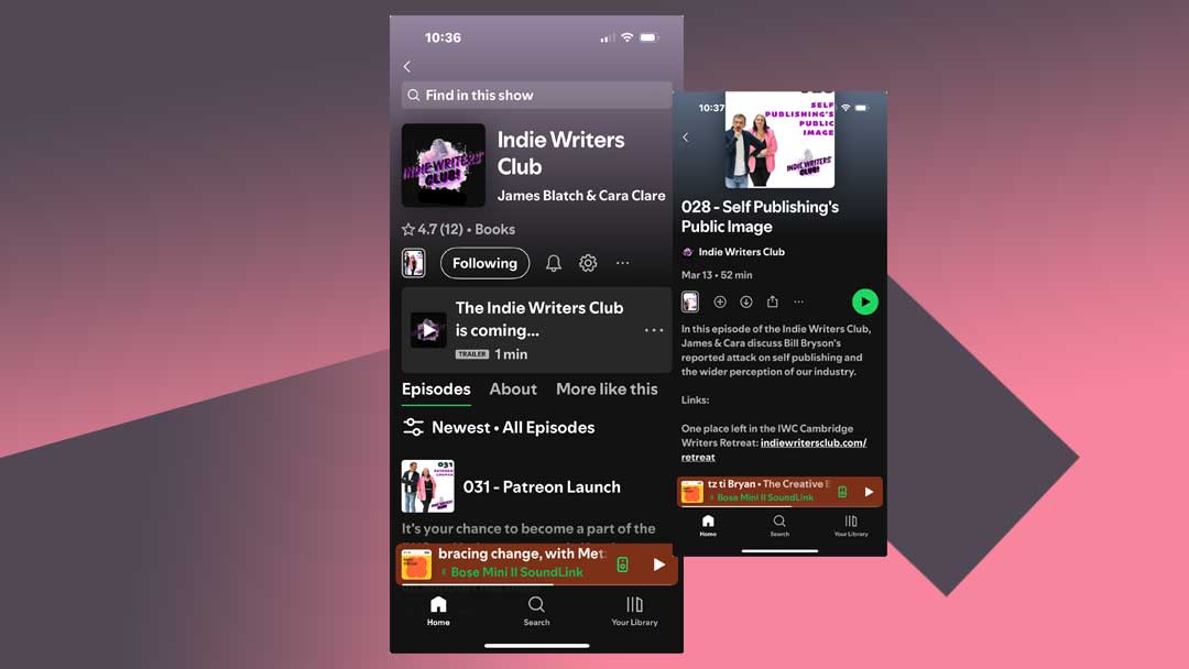 Montage of images for "Indie Writers Club" Podcast