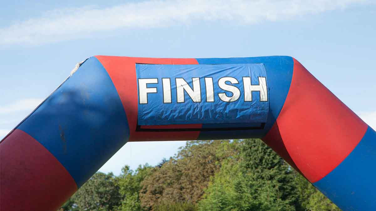 Finish-B Image of a finish line in a race.