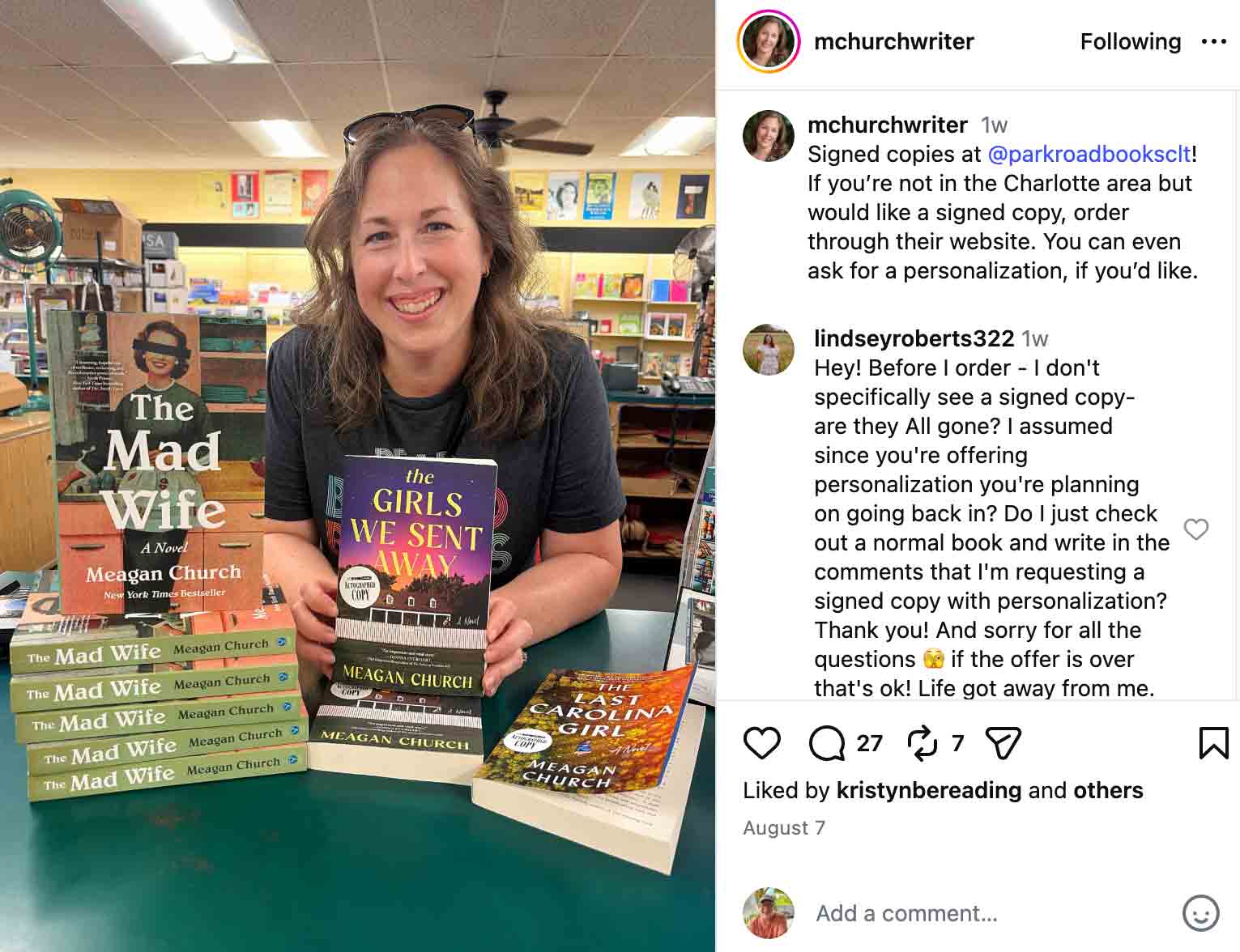 MCatBookstore Images of Meagan Church and her novel 'The Mad Wife.'