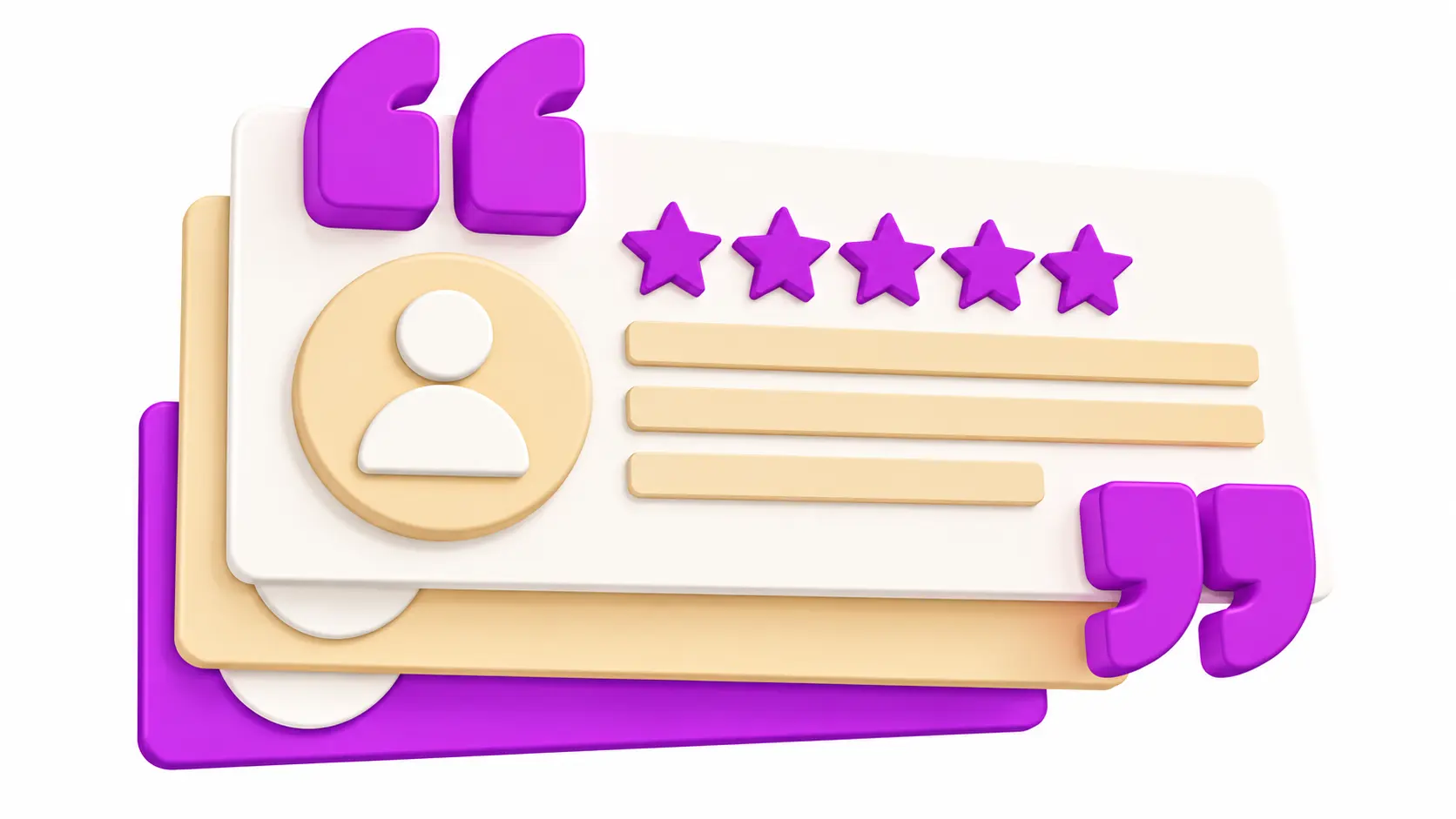 REVISED ABOUT 3D Purple Testimonial Card Stack